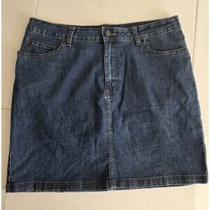 Lee Riders Denim Skirt Womens 16 Medium Blue Midrise Stretch Casual Lined